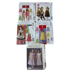 5 Girls Sew Patterns Boho Tiered Dresses Summer Cottage Prairie Midi Maxi Sz 3-8